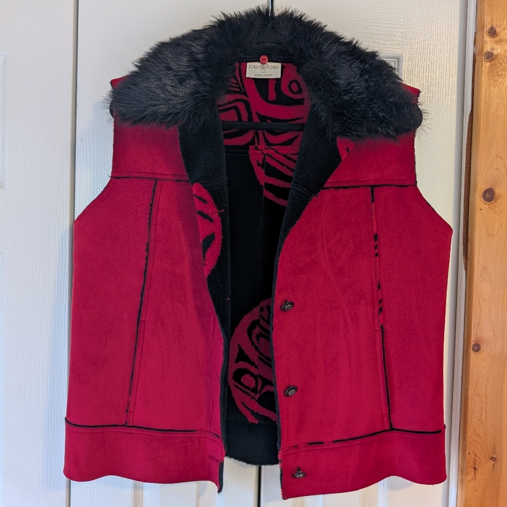 Red Vest with Black Fur Collar